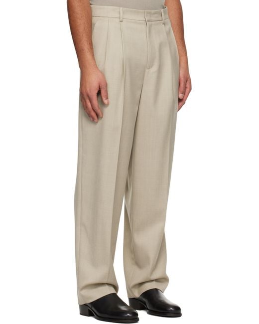 LE17SEPTEMBRE Natural Two Tuck Wool Trousers for men