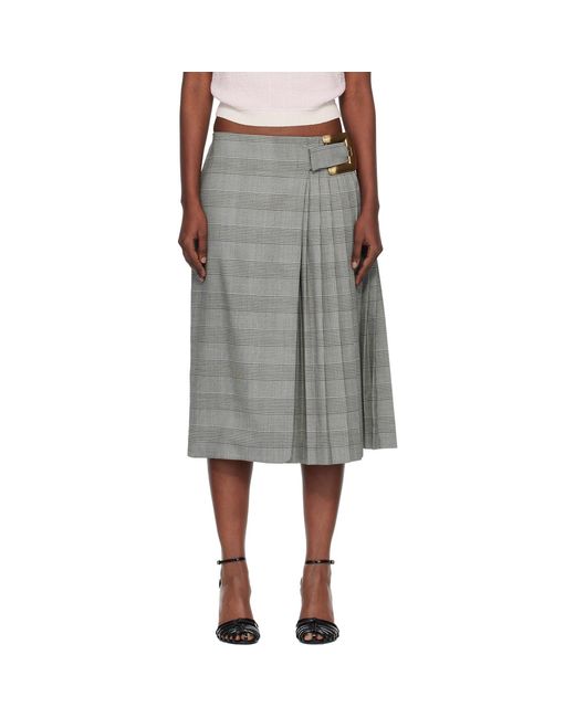 Balmain Black Prince Of Wales Jacquard Midi Skirt