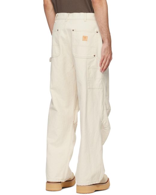 R13 Natural Off-white Glen Carpenter Trousers for men