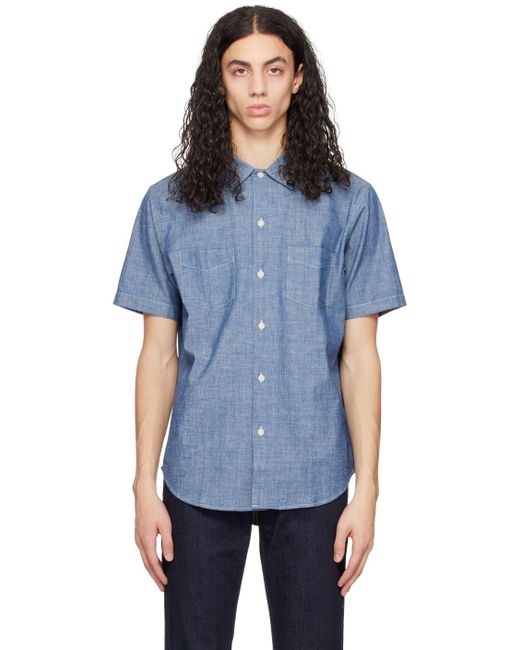 RRL Blue Camp Shirt for Men Lyst