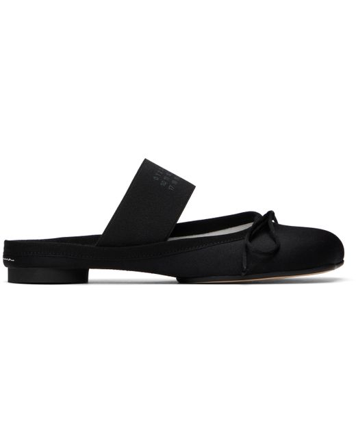 MM6 by Maison Martin Margiela Black Satin Anatomic Logo Ballerina Slippers