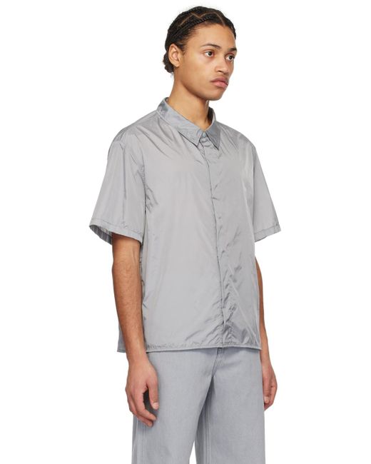 Amomento Gray Spread Collar Shirt for men