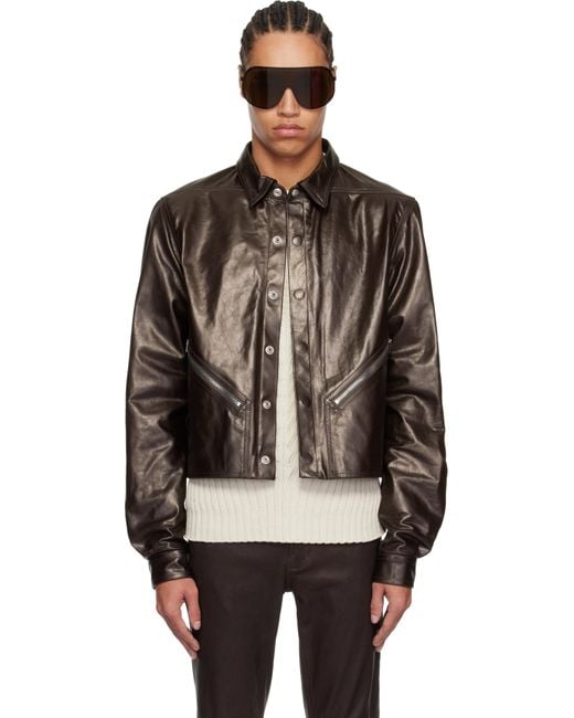 メンズ Rick Owens ブラウン Hollywood Tour Alice レザージャケット