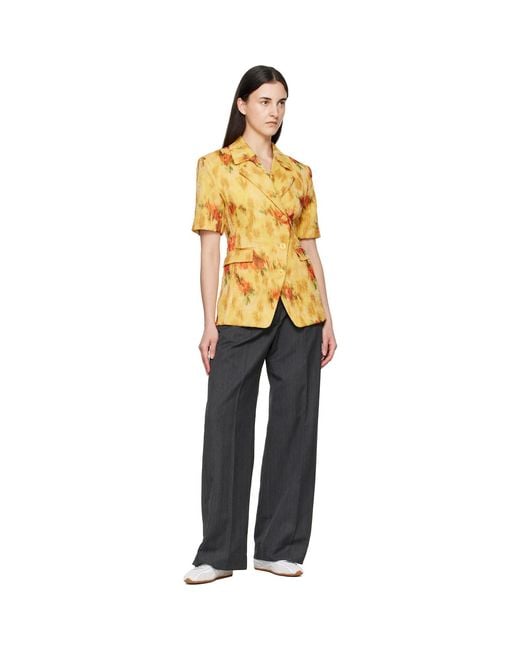 Ganni Orange Shibori Organza Blazer