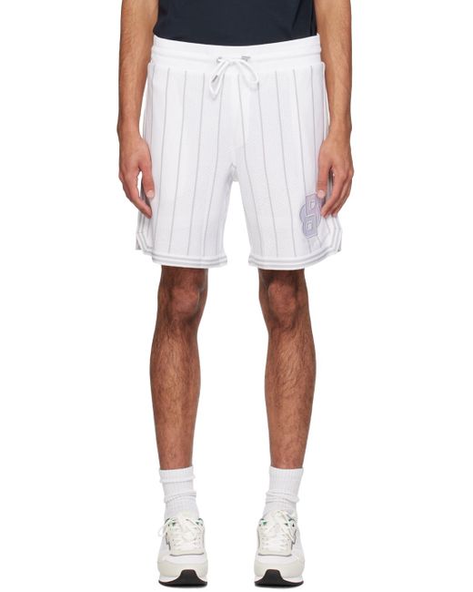 Boss White Stripe Shorts for men