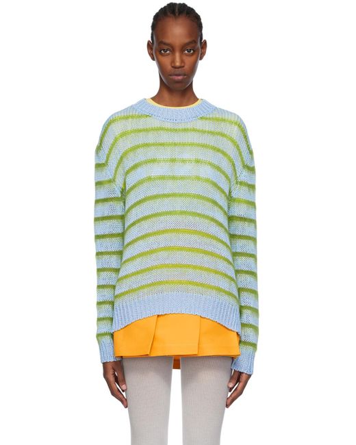 Pull bleu et vert a rayures Marni Lyst