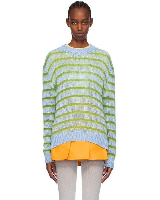 Marni Multicolor Blue & Green Striped Sweater