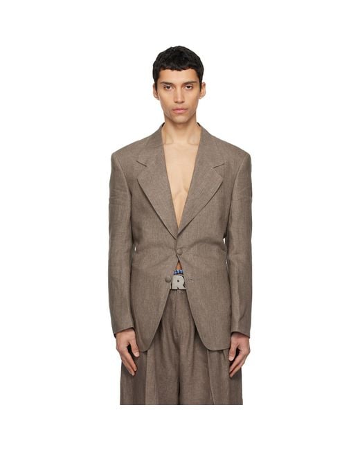 ERL Brown 3 Button Tailored Blazer for men