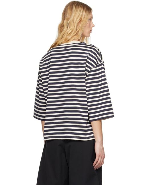 AMI Black Off- Loose Striped T-Shirt