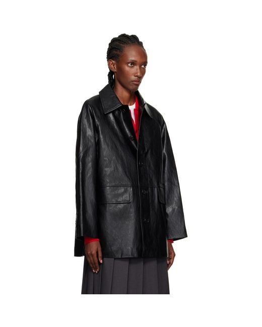 DUNST Black Lily Faux-Leather Half Jacket