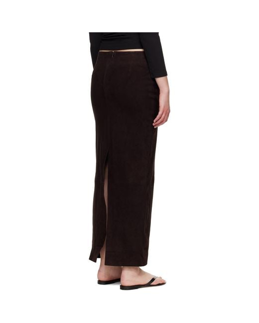 St. Agni Black Suede Column Midi Skirt