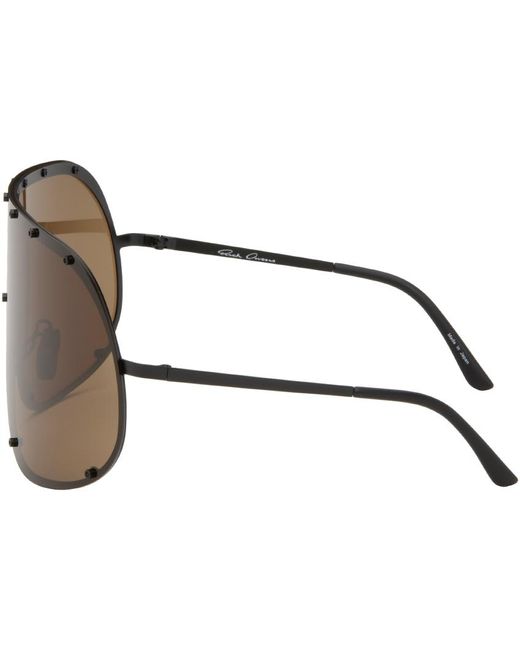 Rick Owens Black & Brown Shield Sunglasses for men