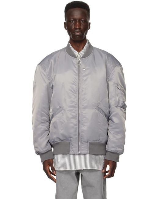 Wooyoungmi Gray Padded Bomber Jacket for men