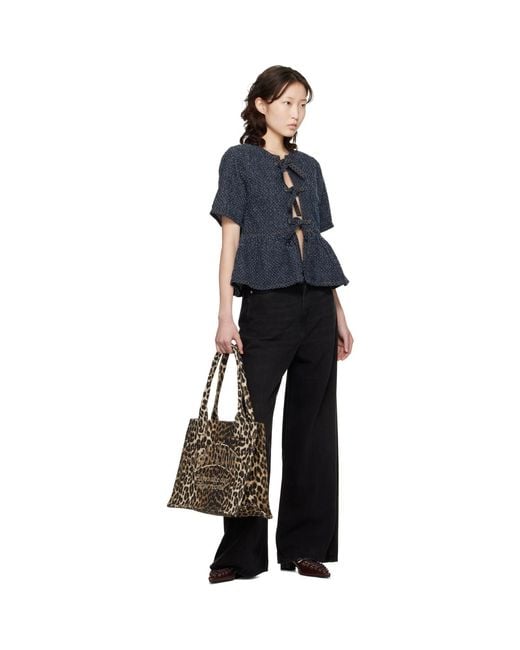 Ganni Black Large Canvas Tote