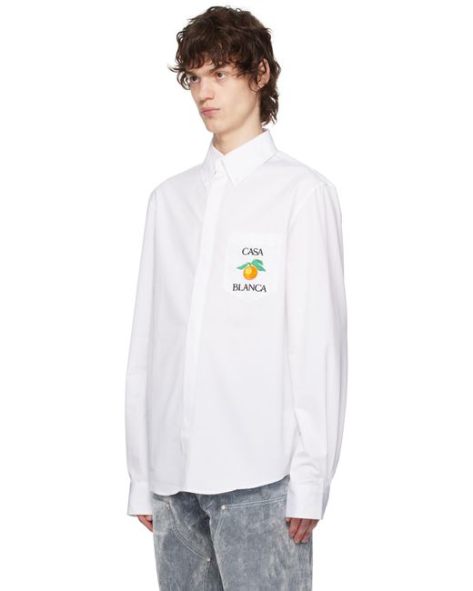 メンズ Casablanca ホワイト Embroidered オックスフォードシャツ White