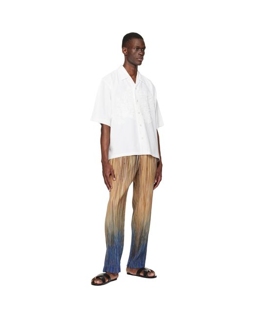 Homme Plissé Issey Miyake White Embroidery Press Shirt for men
