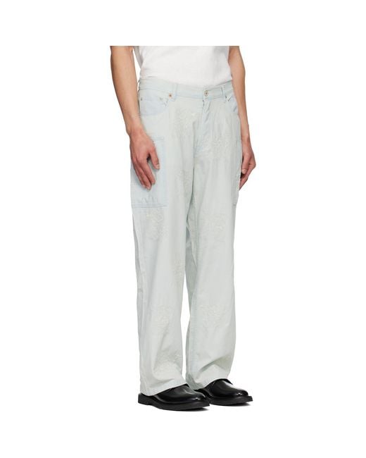 KENZO White Paris Cartoon' Embroidered Cargo Pants for men