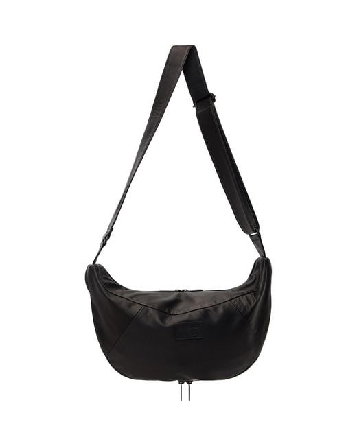 Yohji Yamamoto Black Scratch Horse Leather Half Moon Shoulder Bag for men