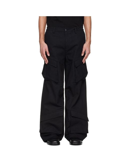 HELIOT EMIL Black Cellulae Cargo Pants for men