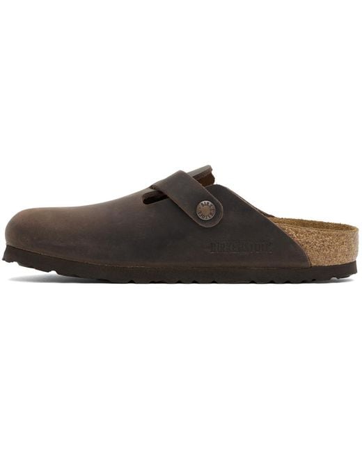 Birkenstock Black Narrow Boston Oiled Leather Clogs