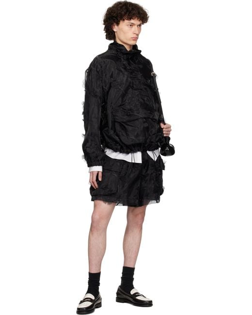 Simone Rocha Black Carnation Organza Cagoule Jacket for men