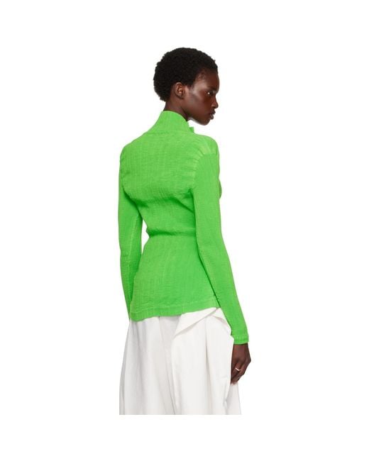 Issey Miyake Green Rill Cardigan