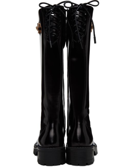 Bottes hauteur genou noires Versace en coloris Black