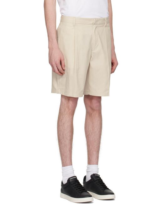 Emporio Armani Natural Pleated Shorts for men