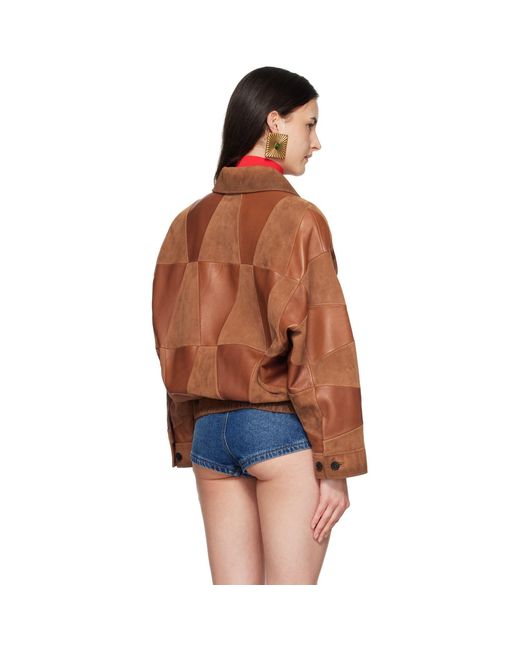 Versace Brown Tan Blouson Leather Jacket