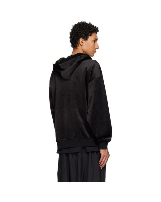 Y-3 Black Velvet Corduroy Zipper Hoodie for men