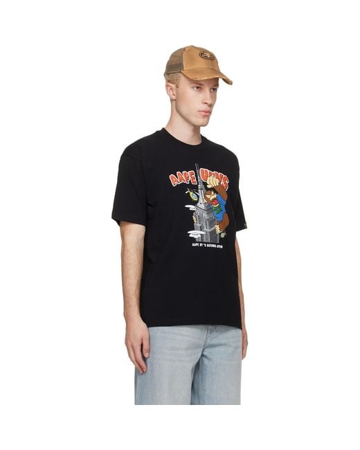 Aape By A Bathing Ape Black 'Aaper' Graphic T-Shirt for men