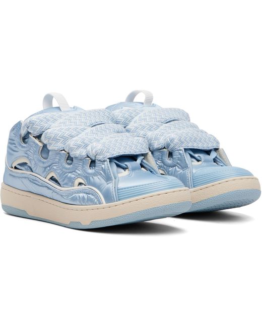 Lanvin Blue Nylon Curb Sneakers for men