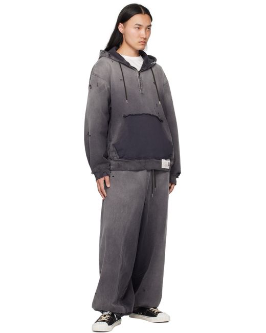 Maison Mihara Yasuhiro Gray Sun Faded Half Zip-Up Hoodie for men