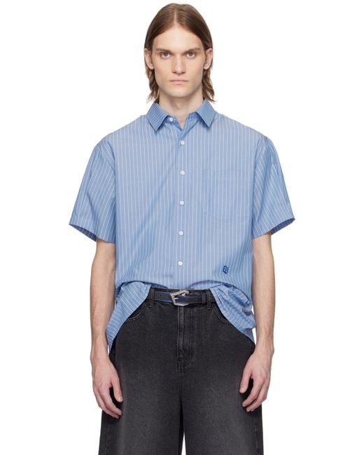 メンズ Adererror ブルー Sig; Trs Tag Half Sleeve 01 シャツ Blue
