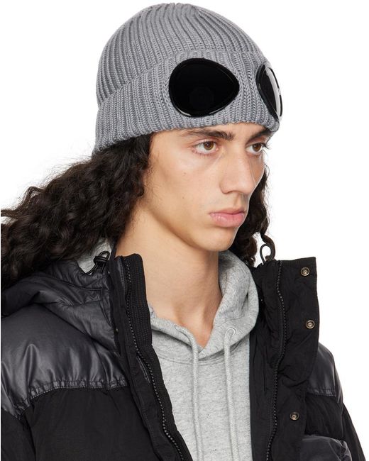 C P Company Black goggle Beanie for men