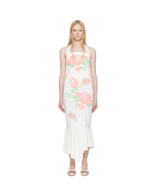 YUHAN WANG Black Ssense Exclusive Rose Printed Halterneck Midi Dress
