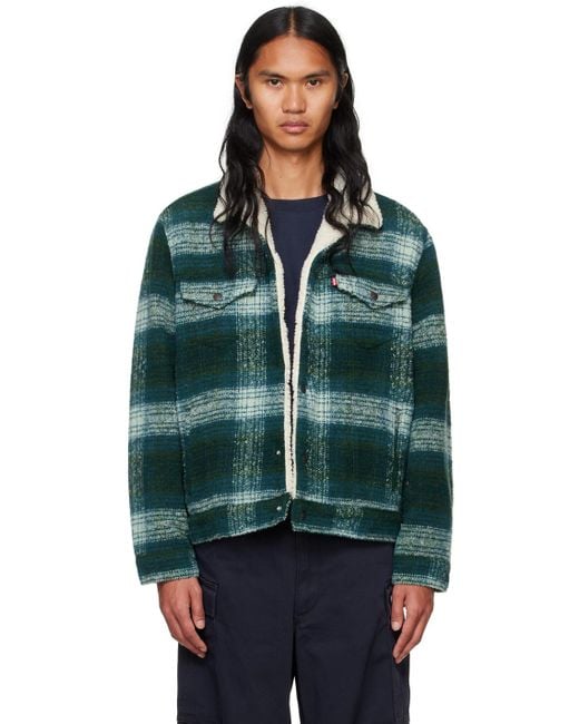 Levi s Levi Plaid Type Iii Sherpa Trucker Jacket in Green for Men Lyst UK