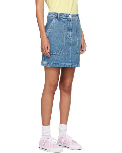 Maison Kitsuné Blue Indigo Washed Denim Miniskirt