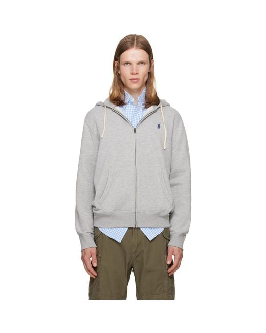 Polo Ralph Lauren Gray Polo Zip Hoodie for men