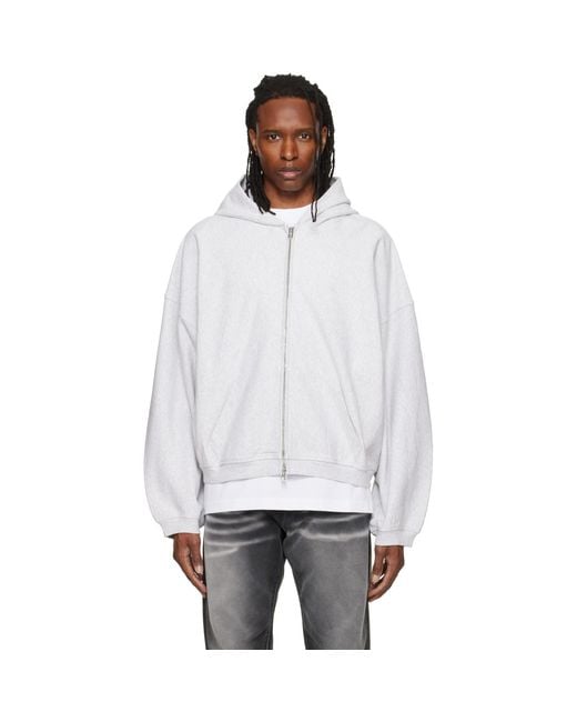 Alexander Wang White Crystal Embellished Oversized Zip-Up Hoodie for men