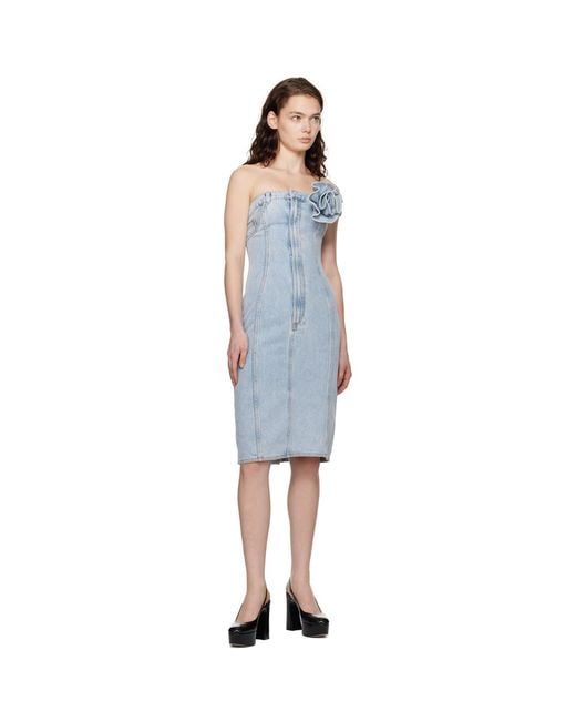 Area Black Flower Corsage Strapless Denim Midi Dress