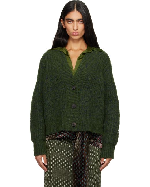 Dries Van Noten Wool Cardigan in Green | Lyst