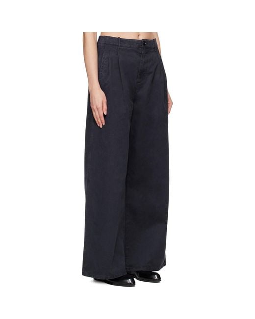 Jil Sander Blue Casual Wide Leg Pleated Trousers
