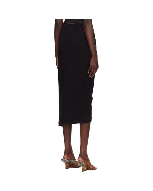 Dries Van Noten Black Gathered Midi Skirt