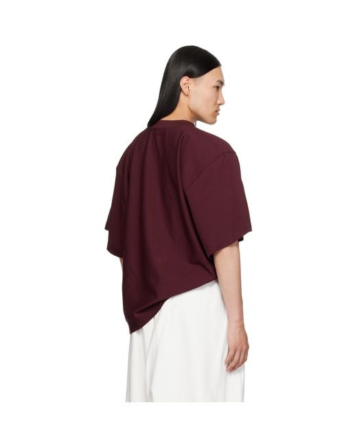 Hed Mayner Purple Burgundy Embroidered T-Shirt for men