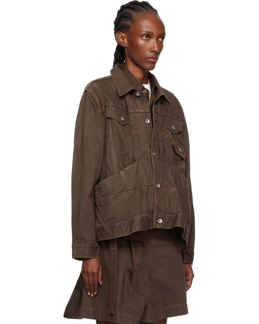 Sacai ブラウン タック デニムジャケット Brown