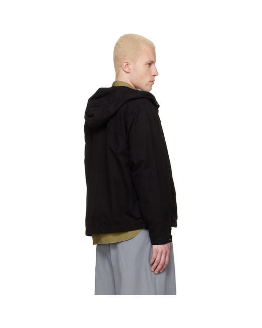C P Company Black Micro-Reps Hooded Lens Jacket for men
