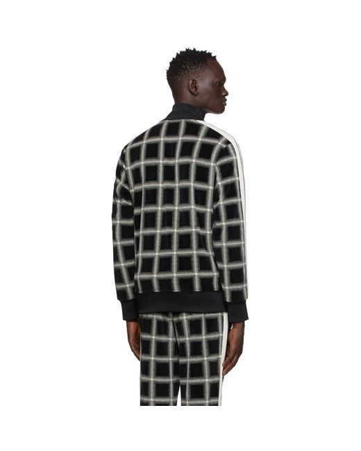 Palm Angels Black Houndstooth Track Jacket for men