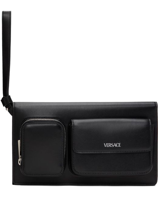 Versace Black Cargo Trifold Pouch for men