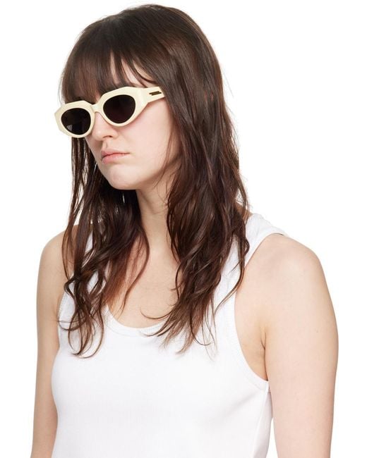 Bottega Veneta Black Beige Facet Sunglasses